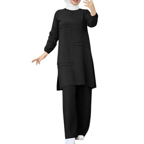 Aniywn Casual 2-Piece Set for Women Plus Size Loose Top Wide Leg Pants Prayer Clothes