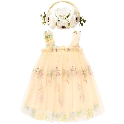 GRNSHTS Toddler Girl Floral Tutu Dress with Headband