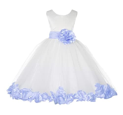 ekidsbridal White Floral Rose Petals Flower Girl Dress