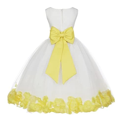 Ekid's Bridal Ivory Tulle Floral Petals Toddler Girl Dress 302T