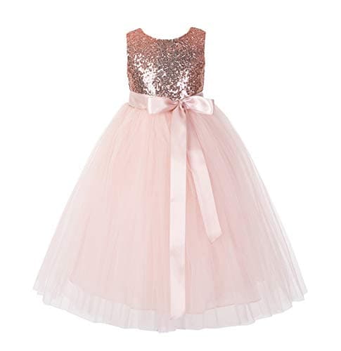 ekidsbridal Heart Cutout Sequin Flower Girl Dress