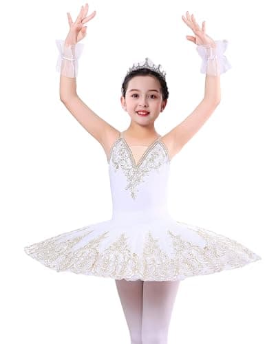 ORIDOOR Girl's Lace Sequin Tutu Skirted Leotard Ballet Costume