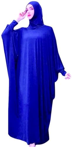 Alilyol Women's Solid Color Muslim Pray Dress Abaya Kaftan with Hijab