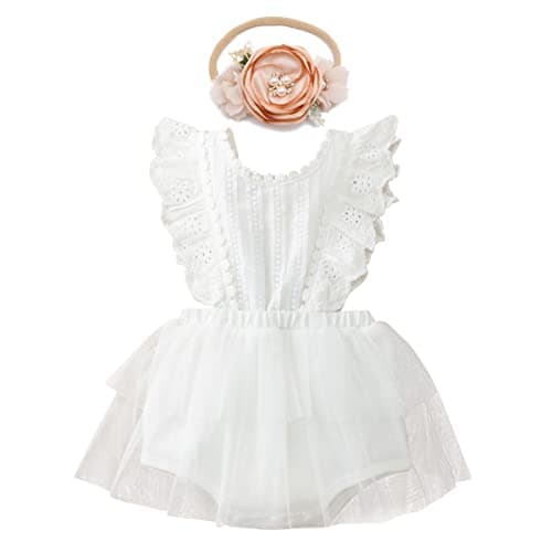 Floral Lace Ruffle Sleeve Backless Baby Girl Romper Dress Outfit