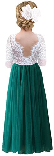 2Bunnies Girl's Rose Lace Back A-Line Tutu Party Dress