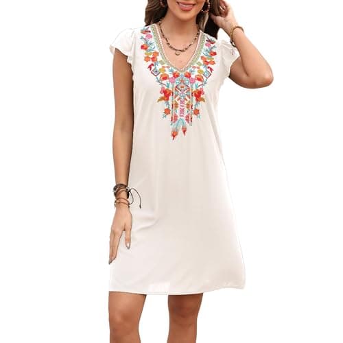 Slim Fit Women's Mexican Embroidered Fiesta Dress