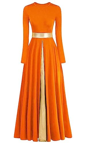 Z&X Women's Modern Worship Long Dresses Liturgical Metal Color Block Dance Robe