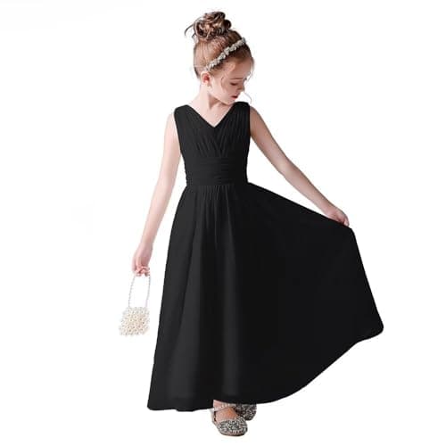 Little Girls Formal Party Dress - Long Chiffon Flower Girl Wedding Bridesmaid Dress