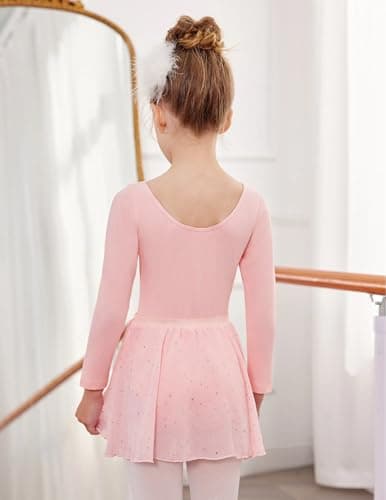 Zaclotre Girls' Long Sleeve Shiny Ballet Leotard Dance Outfit for 3-11Y