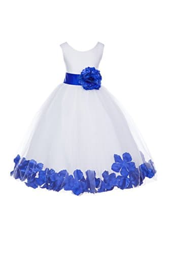 ekidsbridal White Floral Rose Petals Flower Girl Dress