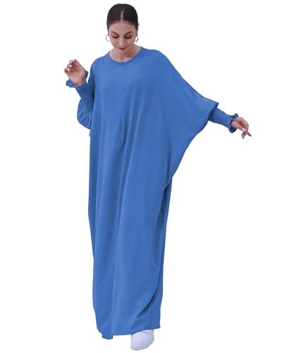 Zofocy Muslim woman's pure color hijab dress
