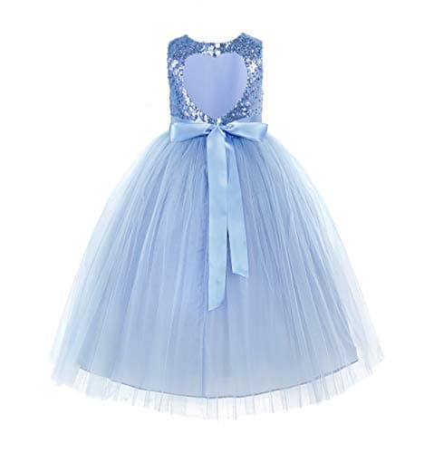 ekidsbridal Heart Cutout Sequin Flower Girl Dress
