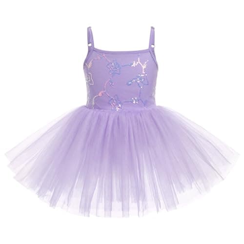 Girls' Ballet Leotard with Tutu Skirt and Sequin Flower Embroidery