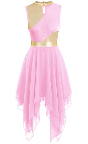 ELLYDOOR Gold Color Block Sleeveless Flowy Skirt Dance Tunic Costumes