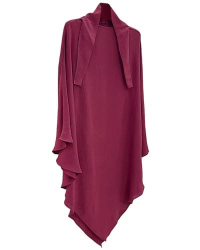 Zofocy Muslim woman's pure color hijab dress