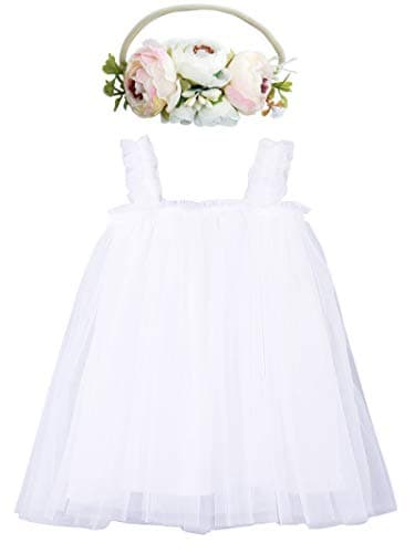 Rainbow Tutu Dress with Flower Headband for Toddlers