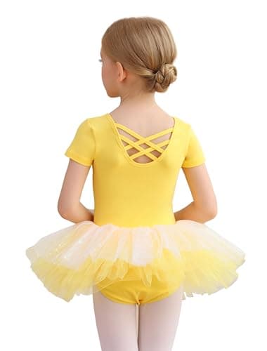MdnMd Fly Short Sleeve Lace Dance Tutu for Toddler Girls