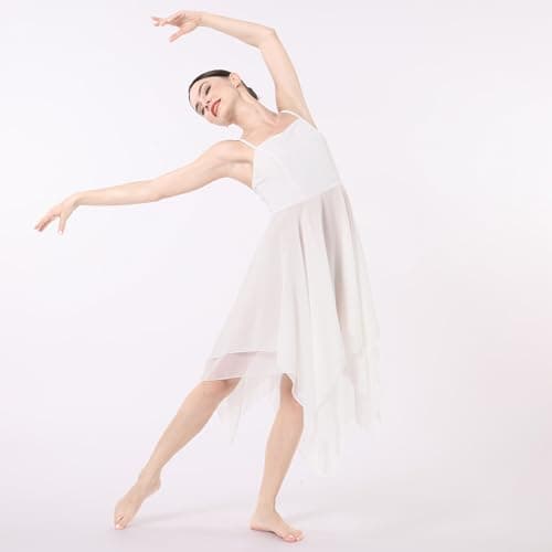 Lyrical Dance Costume for Women: Spaghetti Strap Chiffon Flowy Dress