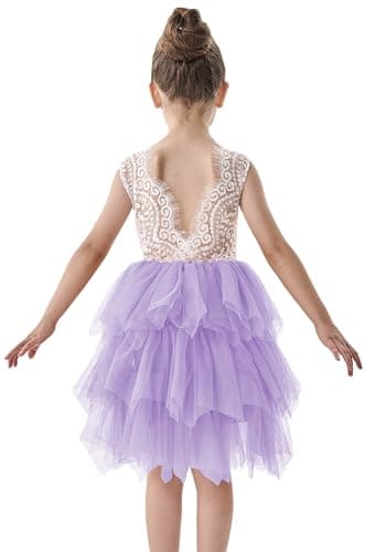 2Bunnies Girl Peony Lace Back Tiered Tutu Party Dress