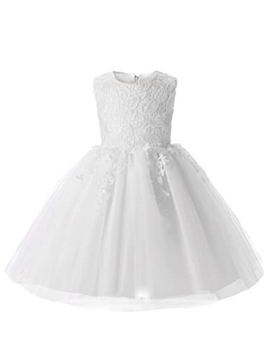 Mallimoda Girl's Lace Tulle Flower Wedding Dress