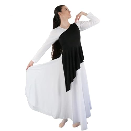 Danzcue Asymmetrical Praise Dance Tunic in White