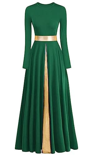 Z&X Women's Modern Worship Long Dresses Liturgical Metal Color Block Dance Robe