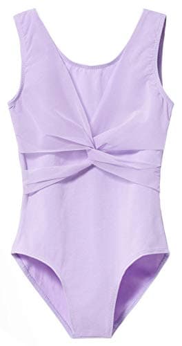MdnMd Girls' Dance Leotard - Sleeveless Tank Mesh Cross Front