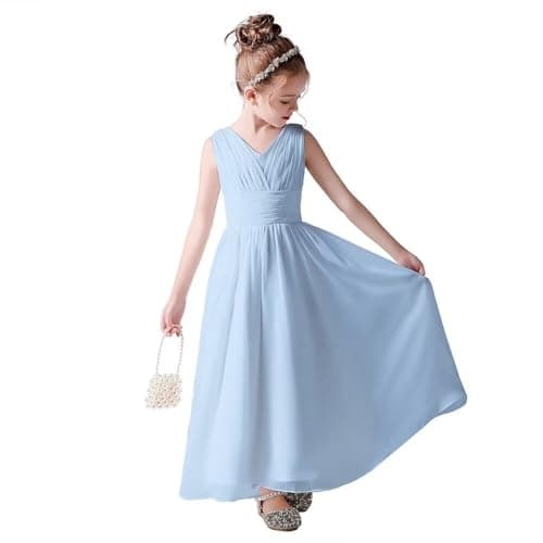 Little Girls Formal Party Dress - Long Chiffon Flower Girl Wedding Bridesmaid Dress