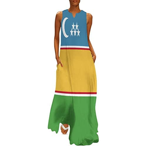 TAIZIYEAH Casual Mexican Flag V-Neck Shift Dress for Women Summer