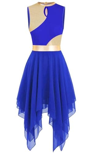ELLYDOOR Gold Color Block Sleeveless Flowy Skirt Dance Tunic Costumes