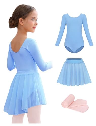 Mecceos Girls' Ballet Leotard Combo with Skirt & Tights