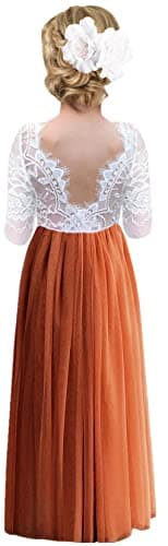 2Bunnies Girl's Rose Lace Back A-Line Tutu Party Dress