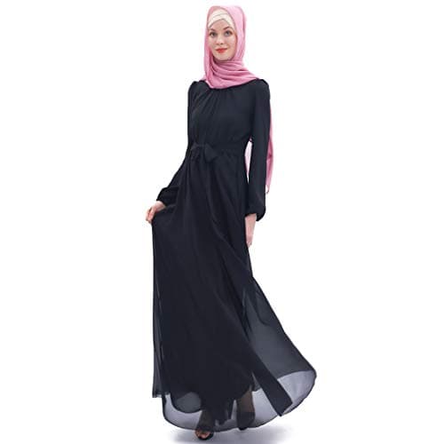 BooW Women's Chiffon Flowy Maxi Abaya Dress