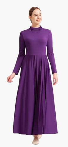 Sanmsoner Women's High Neck Long Sleeve Dance Dress for Worship and Liturgical Events