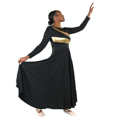 Danzcue Womens Metallic Bicolor Full Length Worship Dance Dress
