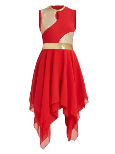 ZYACTU Women's V-Neck Sleeveless Praise Dance Liturgical Dress Lyrical Worship Costumes