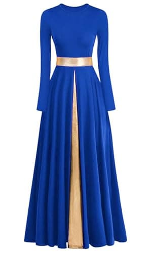 ELLYDOOR Women's Praise Dance Metallic Waistband Long Swing Robe