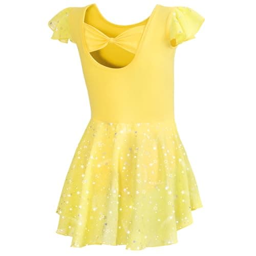 DIPUG Shiny Girls Ballet Leotard with Ruffle Sleeve