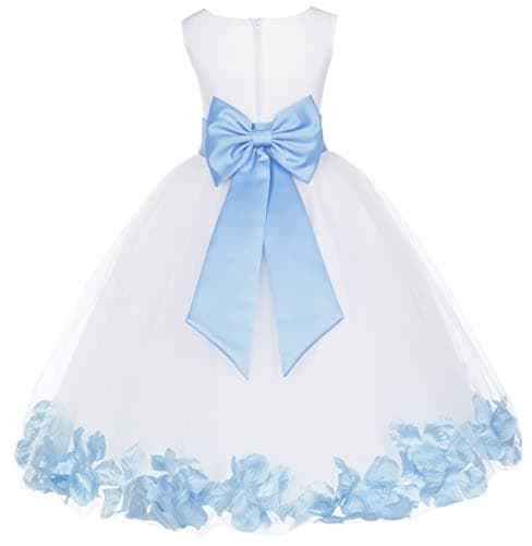 Ekid's Bridal Ivory Tulle Floral Petals Toddler Girl Dress 302T