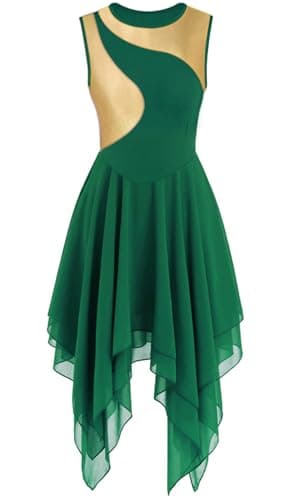 ELLYDOOR Gold Color Block Sleeveless Flowy Skirt Dance Tunic Costumes