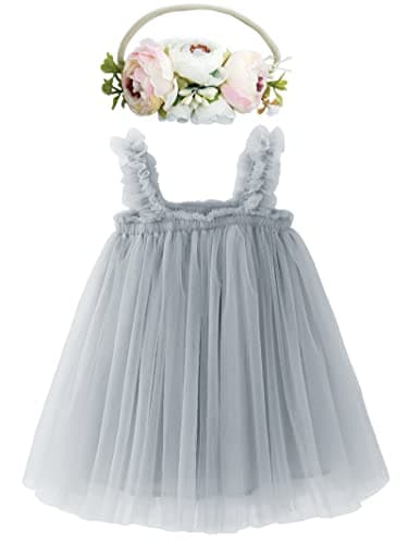 Rainbow Tutu Dress with Flower Headband for Toddlers