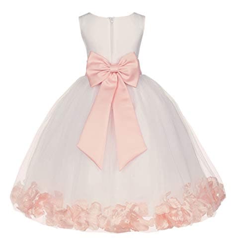 Ekid's Bridal Ivory Tulle Floral Petals Toddler Girl Dress 302T