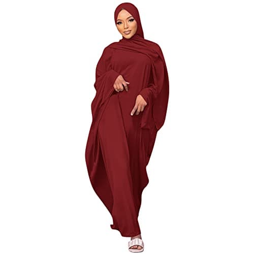 OBEEII Women's Islamic Abaya Dress with Hijab - Full Cover Maxi Robe