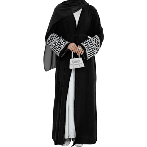 Odizli Women's Ramadan Abaya Embroidered Open Front Cardigan