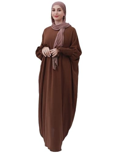 Zofocy Muslim woman's pure color hijab dress