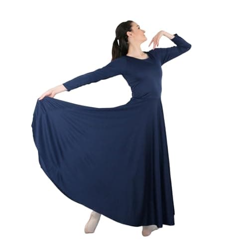 Danzcue Women's Loose Fit Full-Length Long Sleeve Dance Dress