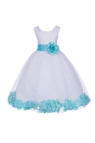 ekidsbridal White Floral Rose Petals Flower Girl Dress