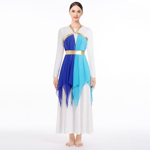 ODASDO Women's White Long Sleeve Maxi Dance Costume + Wrap Skirt