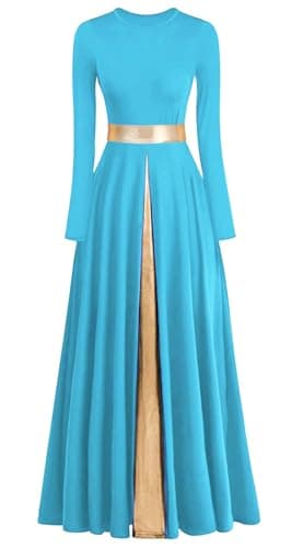 ELLYDOOR Women's Praise Dance Metallic Waistband Long Swing Robe