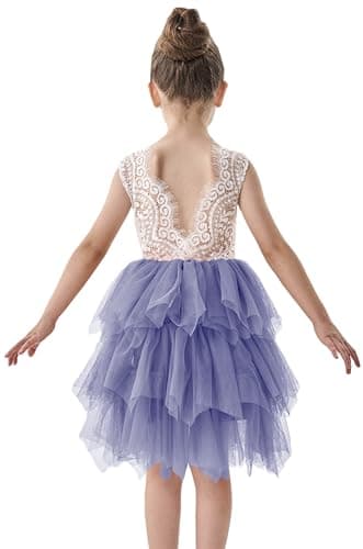 2Bunnies Girl Peony Lace Back Tiered Tutu Party Dress